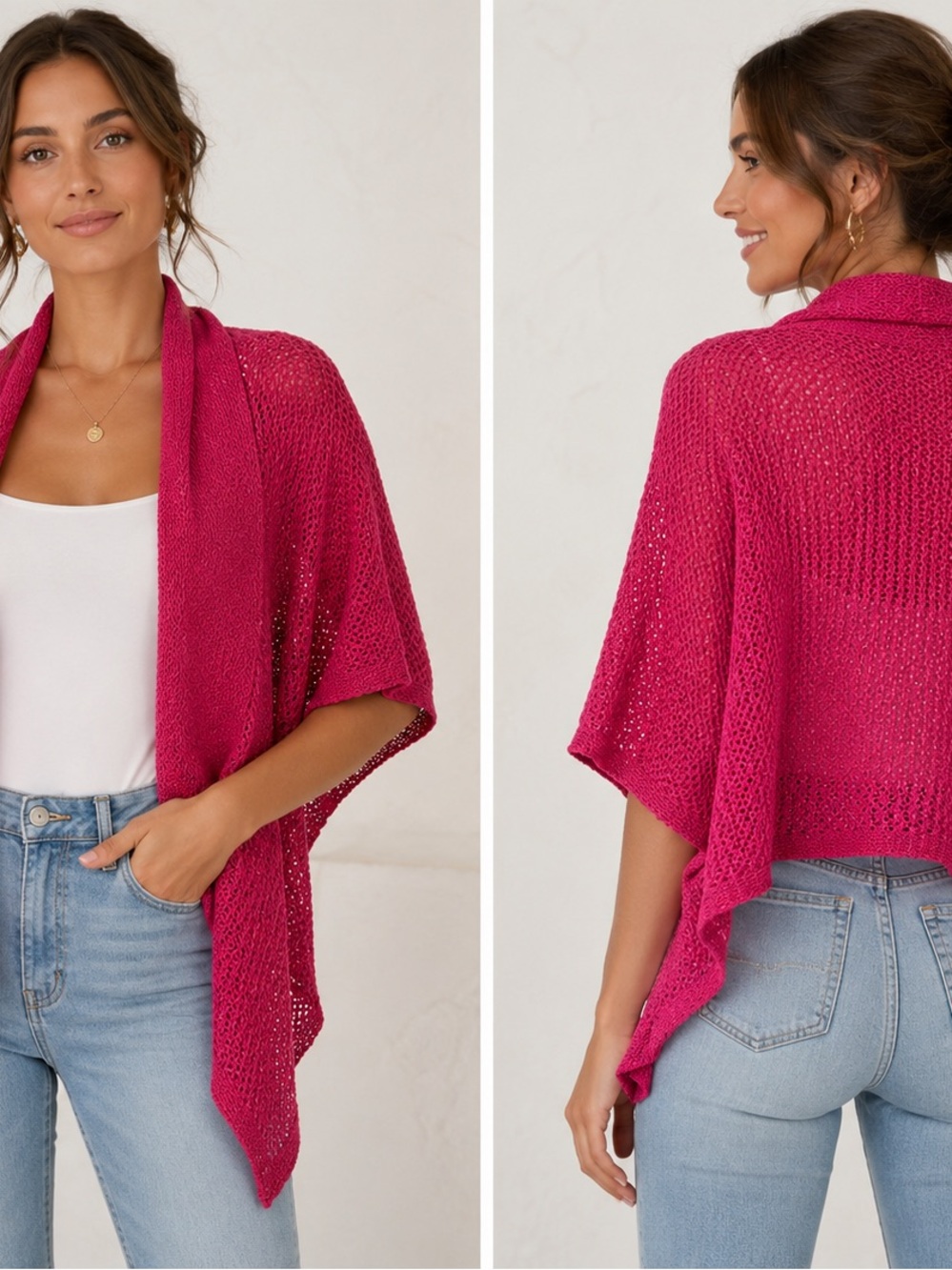Chico's Open-Front Knit Shrug - Fuchsia